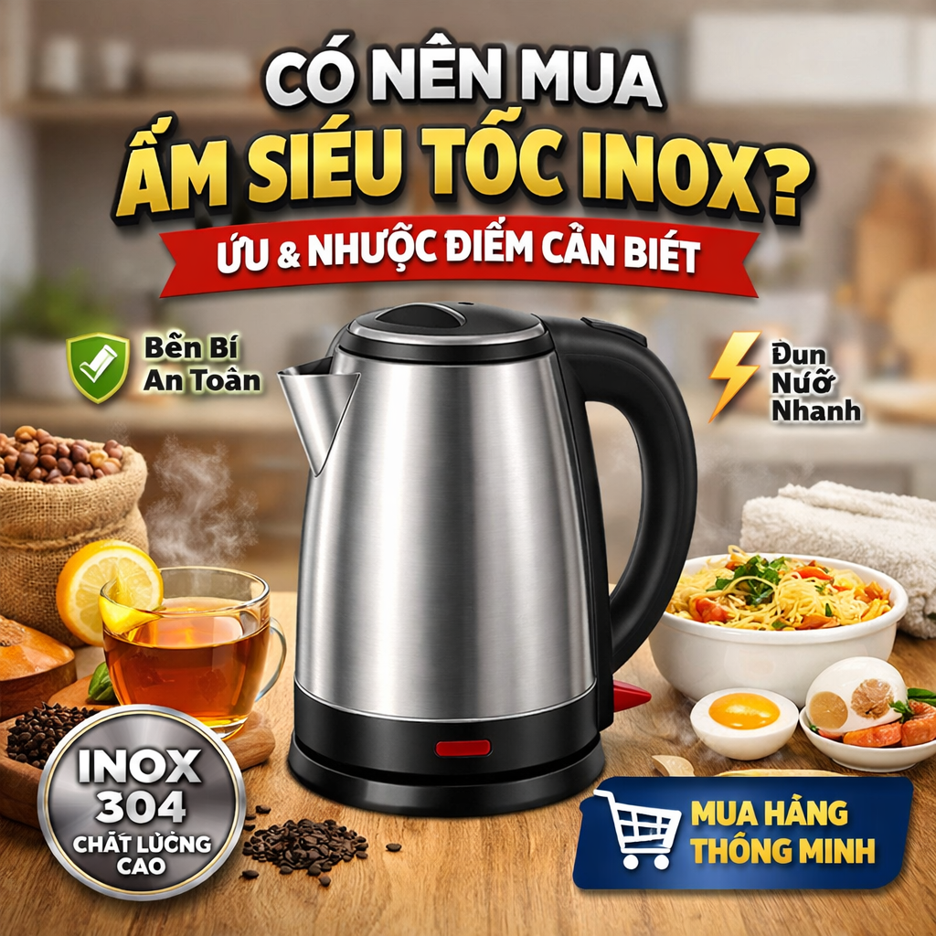 Có Nên Mua Ấm Siêu Tốc Inox? Ưu Nhược Điểm Cần Biết